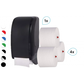 SET: 1x Toilettenpapierspender Doppelrollen Blanc Cosmos verschied. Farben + 4 Toilettenpapierrollen Long Life 3L - PRODUKTSET