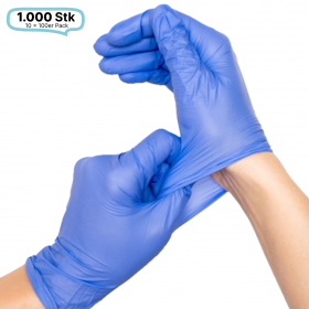 Nitril-Handschuhe puderfrei, blau, 1.000 Stk., unsteril, mit Rollrand, hoch-elastisch, EN 455-2:2015, EN 455-3:2015