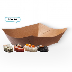 Snack-Schale Fingerfood groß, 600Stk, 800ml, 210x150x55mm, to go, take away, kompostierbare Kartonschiffchen