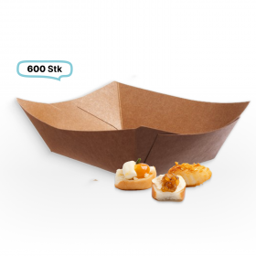 Snack-Schale Fingerfood klein 1000Stk, 400ml, 170x125x45mm, to go, take away, kompostierbare Kartonschiffchen
