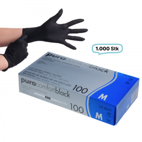 Nitril-Handschuhe puderfrei, schwarz, 1.000 Stk., unsteril, mit Rollrand, hoch-elastisch, geprüfte Qualität