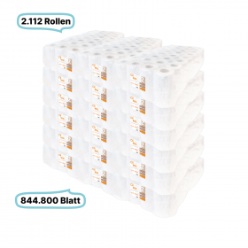 Toilettenpapierrollen, 2-lagig, 2112 Rollen, 844.800 Blatt gesamt, 400 Blatt /Rolle, Recyclingpapier, CIL- les Tissue, Series H