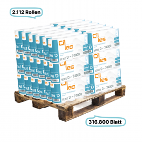 Toilettenpapierrollen, 4-lagig, 2112 Rollen, 316.800 Blatt gesamt, 150 Blatt je Rolle, 100% Zellstoff, CIL- les Tissue, Series D