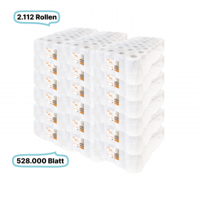 Toilettenpapierrollen, 2-lagig, 2112 Rollen, 528.000 Blatt gesamt, 250 Blatt /Rolle, Recyclingpapier, CIL- les Tissue, Series H
