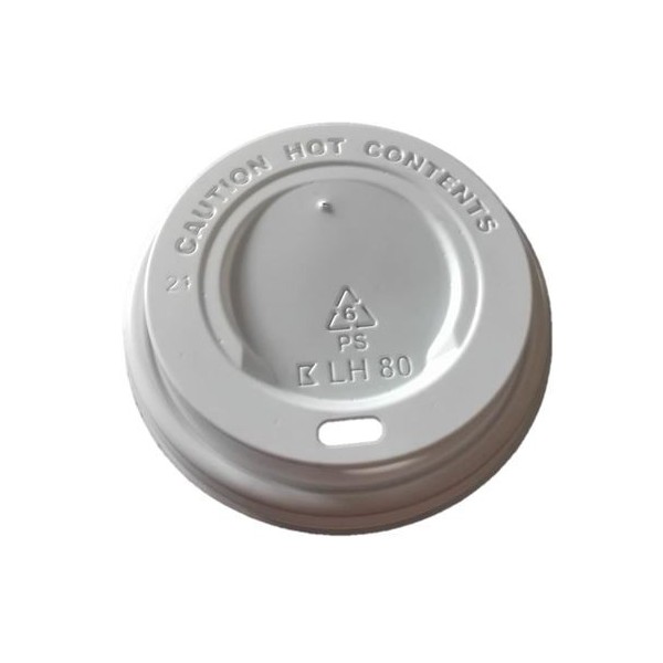 Deckel Weiß für Kaffeebecher für 0,20 l, 0,25 l, 0,30 l, Durchmesser 80 mm, 1.000 Stk