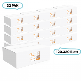 Falthandtücher 25x23cm, 2-lg, 32 Pak, 120.320 Blatt gesamt, 3.760 Blatt/ Pak, Recyclingpapier, V-Falz, CIL- les Tissue, Series H