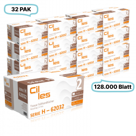 Falthandtücher 25x21cm, 2-lg, 32 Pak, 128.000 Blatt gesamt, 4.000 Blatt/ Pak, Recyclingpapier, V-Falz, CIL- les Tissue, Series H
