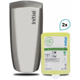 SET: Schaumseifenspender Reflection Manuell, HACCP-konform, PREMIUM DESIGN,+ 2 x Schaumseife Natural Fresh, Rentokil INITIAL