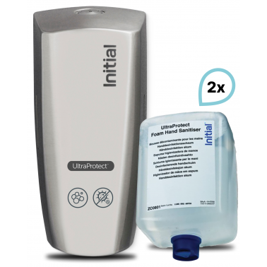 SET: Desinfektionsschaumspender Reflection KOMPAKT MANUELL, Edelstahl +2xDesinfektionsschaum UltraProtect, Rentokil INITIAL