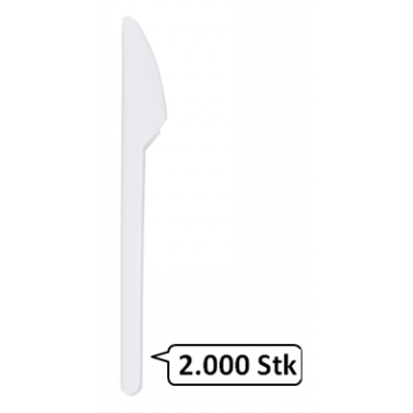 Messer Plastikmesser gelegt Einweggeschirr, 2.000 Stk, weiß, Kunststoff, 16,5 cm