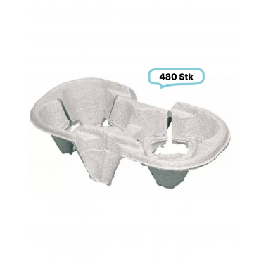 Becherhalter, praktische & kompostierbare Chinet-Transporthilfe für 2 Becher, 21 x 11 x 4 cm, 480 Stk
