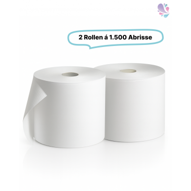 Putzrolle weiß, 2 Rollen, 2-lagig, 3.000 Abrisse, 240 x 350mm, saugstark, reißfest