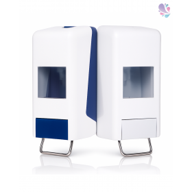 Softflaschenspender für 1.000 ml oder 2.000 ml Softflaschen in Grau-Weiß ODER Blau-Weiß