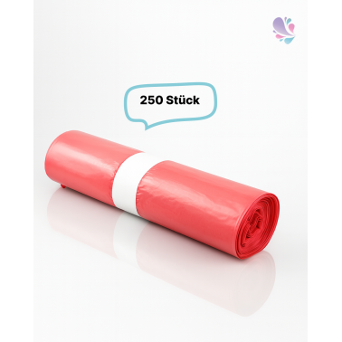 250 Qualitäts- Müllsack, Abfallsack, Müllbeutel 120 Liter, ROT, 38my, EXTRA REIßFEST