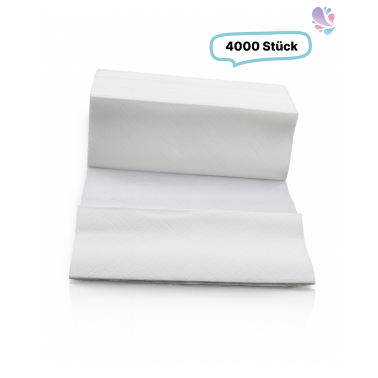 Papierhandtücher ZZ-Falz, Handtuchpapier, hochweiß, 2-lagig, 4.000 Tücher je SET