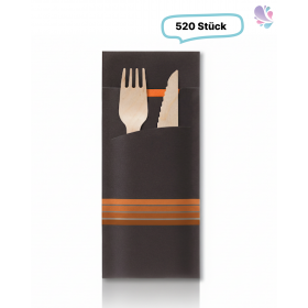 Bestecktasche mit integrierter Serviette, 8,5 x 20 cm, 520 Stück, verschiedene Designs, unbedruckte