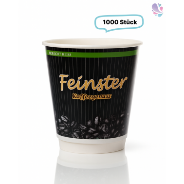 Kaffeebecher Doppelwand, Pappbecher 12oz, Volumen: 0,30 l, Ø 90 mm, 1.000 Stk, Kaffeegenuss