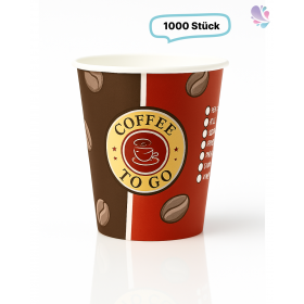 Kaffeebecher, Pappbecher Topline 8oz, Volumen: 0,20 l, Ø 80 mm, 1.000 Stk, Coffee To Go