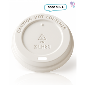 Deckel Weiß für Kaffeebecher für 0,25 l, 0,30 l, 0,40 l, Durchmesser 90 mm, 1.000 Stk
