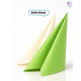 Servietten, 33er, 1/4 Falz, 3-lagig, 1.000 Qualitätsservietten, 100% Zellstoff, versch. Farben