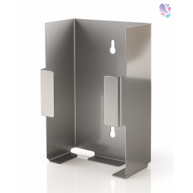 Spenderhalter aus Edelstahl für Einweg Handschuhe, rostfrei, flexibel montierbar, Maße in cm: 21,5 x 12,5 x 7,5