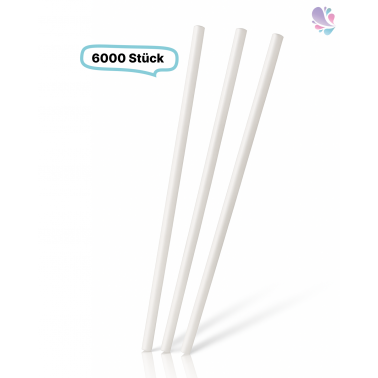Papier- Trinkhalm, WEIß- JUMBO, 8X210MM, 6.000 Stk