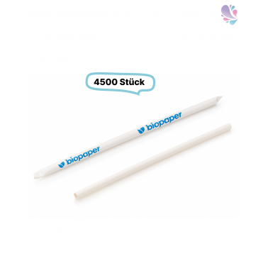 Papier- Trinkhalm, weiß, umhüllt, 6x 200mm, 4.500 Stk