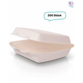Menüboxen mittel ungeteilt aus Bagasse 200 Stück, to go, take away, biologisch abbaubar, umweltfreundlich
