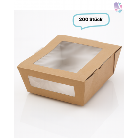 Kartonverpackungen Snackboxen mit Sichtfenster 450ml 200 Stk, to go, take away, biologisch abbaubar