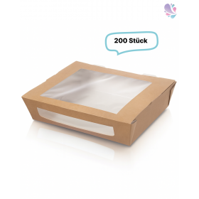 Kartonverpackungen Snackboxen mit Sichtfenster 1.200ml 200 Stk, to go, take away, biologisch abbaubar