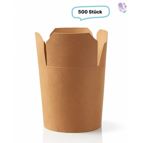 Food Container mit Faltverschluss 470ml 500 Stk, to go, take away, biologisch abbaubar, natürliches Design, Innenbeschichtung
