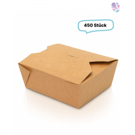 Lunch-Box 750ml 450 Stk, to go, take away, biologisch abbaubar, natürliches Design, weiße Innenschicht