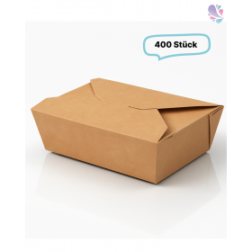 Lunch-Box 500ml 450 Stk, to go, take away, biologisch abbaubar, natürliches Design, weiße Innenschicht