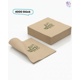 Servietten braun, 24er, 1/4 Falz, 2-lagig, 4.000 Qualitäts-Servietten, Recyclingzellstoff, umweltfreundlich, reißfest