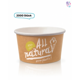 Eisbecher Zero Plastic 140ml, 2.000 Stück, recycelbar, aus natürlichem Papier ohne Kunststoffbeschichtung