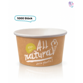 Eisbecher Zero Plastic 360ml, 1.000 Stück, recycelbar, aus natürlichem Papier ohne Kunststoffbeschichtung