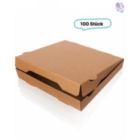 Pizzakarton Pizzabox Flammkuchenbox 24x24 braun unbedruckt 100 Stk, to go, take away, kompostierbar, Kraftkarton, fettresistent