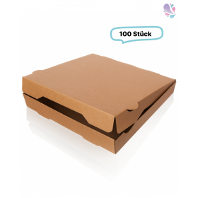 Pizzakarton Pizzabox Flammkuchenbox 26x26 braun unbedruckt 100 Stk, to go, take away, kompostierbar, Kraftkarton, fettresistent