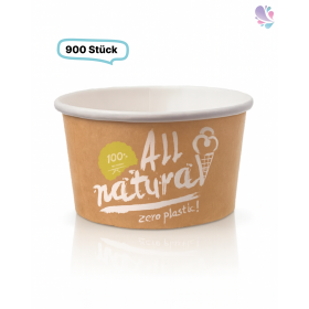 Eisbecher Zero Plastic 500ml, 900 Stück, recycelbar, aus natürlichem Papier ohne Kunststoffbeschichtung