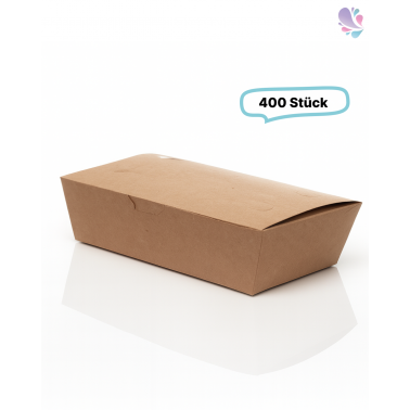 Meal-Box 1.000ml 400 Stk, to go, take away, biologisch abbaubar, natürliches Design, weiße Innenschicht