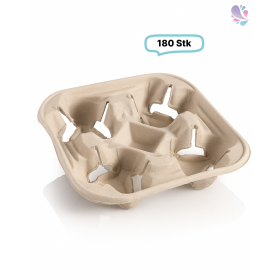 180 Becherhalter, praktische & kompostierbare Chinet-Transporthilfe für 4 Becher, 21 x 21 x 4 cm, 180 Stk