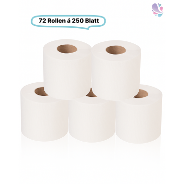 72 Toilettenpapierrollen SET, 30m je Rolle, 3-lagig, weiß, umweltfreundlich, WEPA comfort-Qualität, 18.000 Blatt, 9,4x12cm