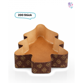 Papier-Backformen Tannenbaum klein, Weihnachten, 200 Stück, 160x140x35mm, Backofen geeignet, aluminiumfrei