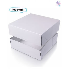 Tortenkarton eckig groß, 100 Stück, 328x328x108mm, Transportbox, biologisch abbaubar, kompostierbar, recycelbar