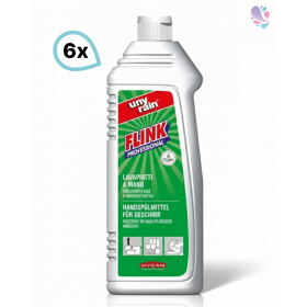 Profi-Handspülmittel, Hochkonzentrat 6 x 1 Liter Flasche für Gläser und Geschirr, pH-neutral, materialschonend, sehr ergiebig