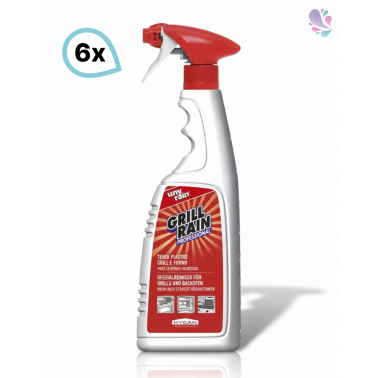Alkalischer Profi-Spezialreiniger, 6 x 750 ml Sprühflasche, für Grill-, Koch-, Bratplatten und Backöfen, sehr ergiebig