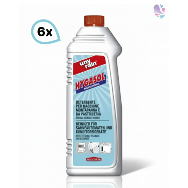 Profi-Spezialreiniger für Lebensmittelgeräte, 6 x 1 Liter Flasche, für Schlagsahneautomaten, Eismaschinen und Konditoreigeräte