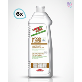 umweltfreundliches Wischpflegemittel für Holzböden, ECOLABEL, 6 x 1000 ml Flasche, auf pflanzlicher Basis, sehr ergiebig