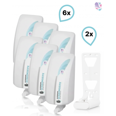 SET: Schaumseife mild 6x 1-Liter, 15.000 Anwendungen + 2x Lavela Spender - PRODUKTSET
