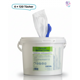 Desinfektionstücher im Eimer - 480 Tücher getränkt mit Desinfektion (4 Eimer á 120 Tücher)